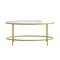 Merrick Lane Newbury Glass Coffee Table with Round Matte Gold Frame and Vertical Legs